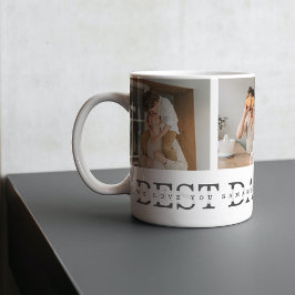 Mug Photo Collage moderne & Gris Meilleur Papa Jamais 