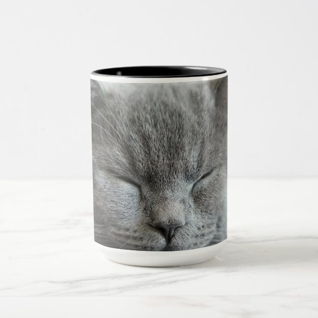 Mug Photo Cute Gray Kitty Visage (Centre)