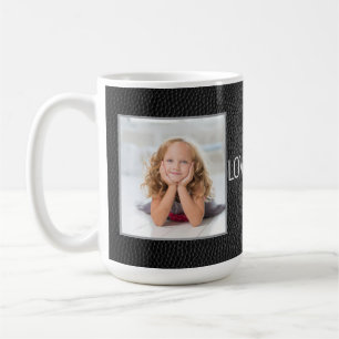 Mug Photo d'amour en cuir noir 