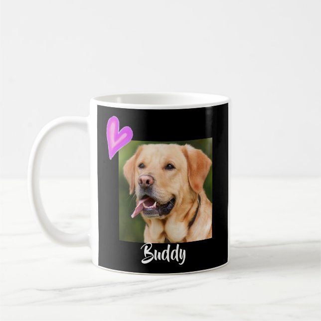 Mug Photo d'animal de compagnie noir moderne Personnal (Gauche)