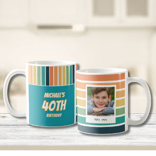 Mug Photo d'anniversaire 40 ans pour lui Rétro