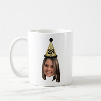 Mug Photo d'anniversaire avec chapeau de fête et âge p