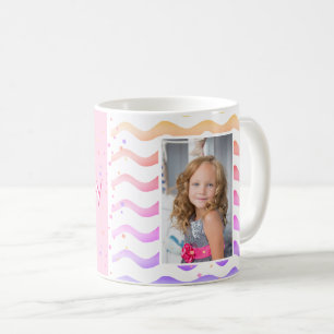 Mug Photo d'anniversaire joyeux girly vague colorée ro