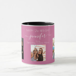 Mug Photo d'anniversaire meilleurs amis noms rose