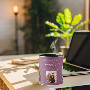 Mug Photo d'anniversaire noms d'amis prune violet