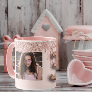 Mug photo de 30e anniversaire rose rose or parties sci