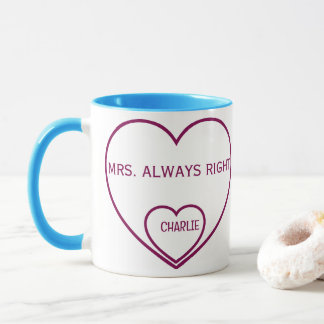 Mug Photo de chat et cœurs Mme. Droite