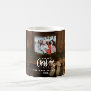 Mug Photo de cheminée rustique de Noël en hiver