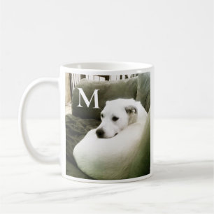 Mug Photo de Chien blanc Curled Up Custom Single Initi