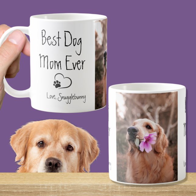 Mug Photo de chien Super Maman Empreinte de patte de c (Créateur téléchargé)