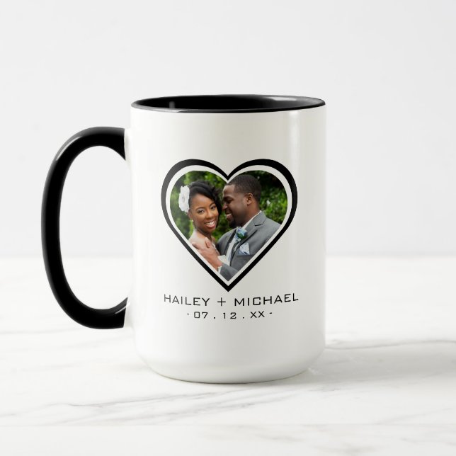 Mug Photo de cœur de jeunes mariés Mariage (Gauche)