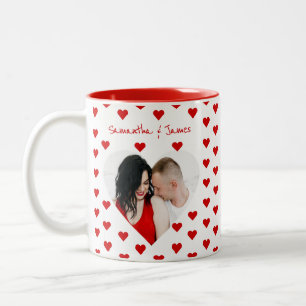 Mug photo de cœur personnalisé & noms de couple