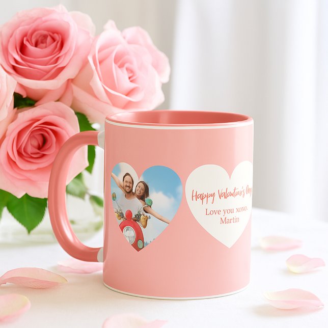 Mug Photo de coeur rose pâle Saint Valentin (Créateur téléchargé)