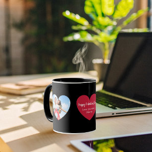 Mug Photo de coeur rouge noir Saint Valentin