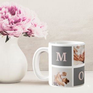 Mug Photo de collection moderne Best Mom Pink & Grey C