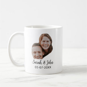 Mug Photo de couple avec nom et date simple mariage