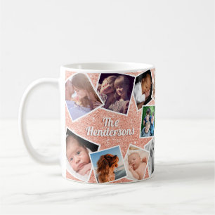 Mug Photo de famille personnalisée avec paillettes ros