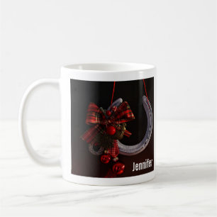 Mug Photo de fer à cheval suspendu pour Noël équestre