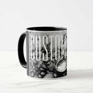 MUG PHOTO DE LA PLAGE DE MONOCHROME NOIR ET BLANC EN P