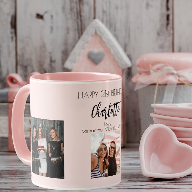 Mug Photo de l'anniversaire ami bleu rose nom (Créateur téléchargé)