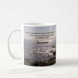 Mug Photo de Mer avec Jérémie 1:5 Dieu vous connaiss