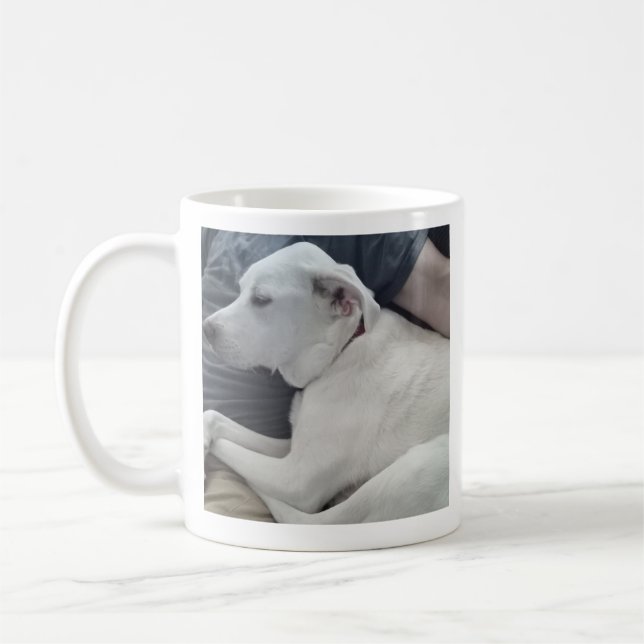 Mug Photo de mignon chien avec Meilleur ami Papa Café  (Gauche)