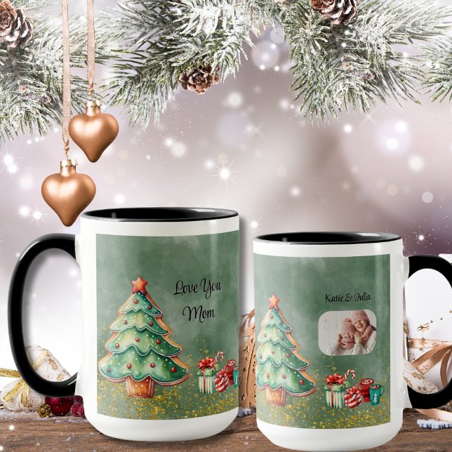 Mug Photo de Noël de l'aquarelle Magical Tree (Créateur téléchargé)