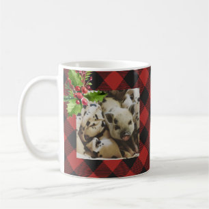 Mug Photo de Noël de plaid de Buffalo rouge et noir