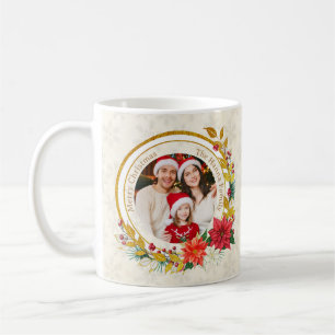 Mug Photo de Noël - Famille Couronne de Paillettes Dor