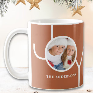 Mug Photo de Noël moderne sur fond rouille