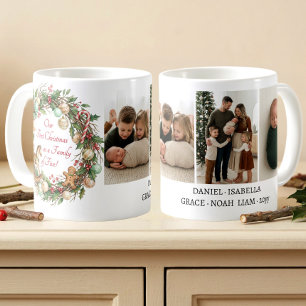 Mug Photo de Noël nostalgique d'une famille de cinq pe