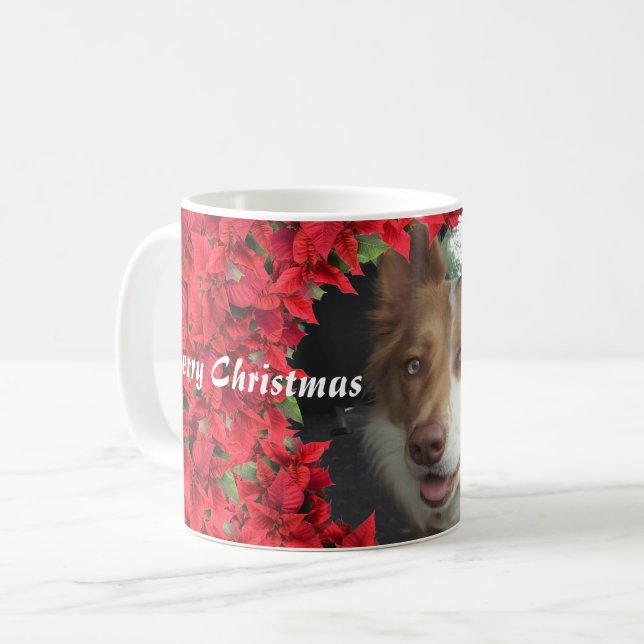 Mug Photo de Noël personnalisée pour animal de compagn (Devant gauche)