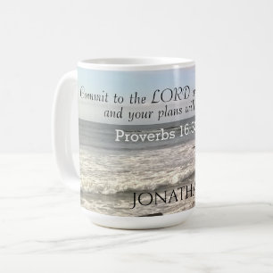 Mug Photo de rivage ondulé Proverbes verset biblique