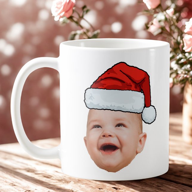 Mug Photo de visage de bébé personnalisé Noël du Père  (Créateur téléchargé)