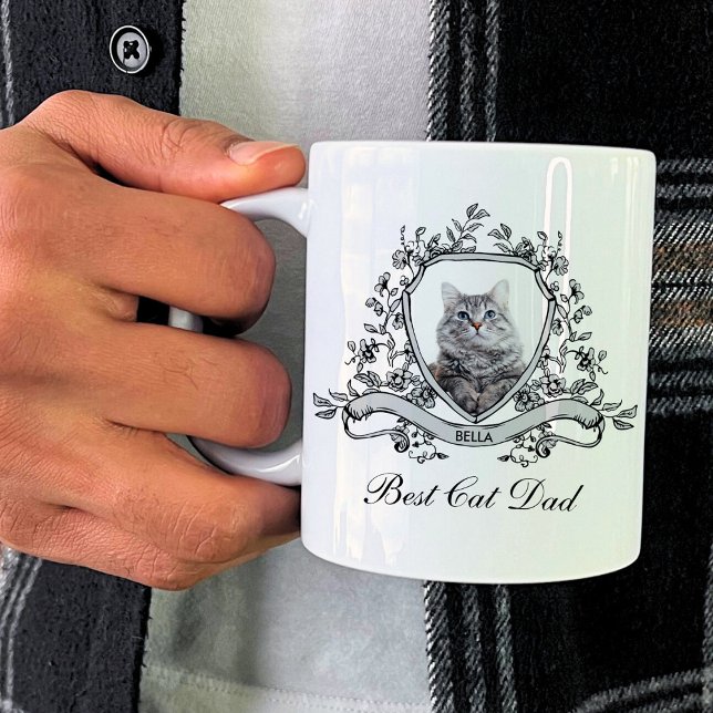 Mug Photo de votre chat dans une crête florale | Best  (Créateur téléchargé)