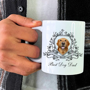 Mug Photo de votre chien dans une crête florale Meil
