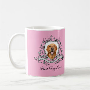 Mug Photo de votre chien dans une crête florale   Meil