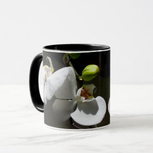 Mug photo d'orchidée blanche, photo à fleurs blanches