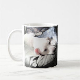Mug Photo d'un chien mou et sucré qui pend avec papa