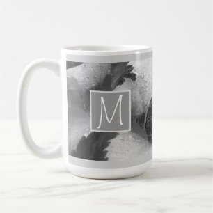Mug Photo en noir et blanc de Feuilles de raisin gris 