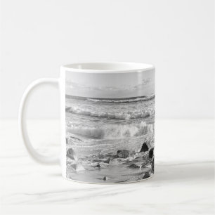 Mug Photo en noir et blanc des vagues de l'océan Atlan