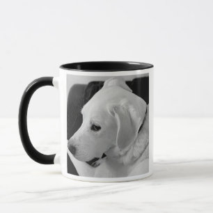 Mug Photo en noir et blanc du magnifique chien blanc