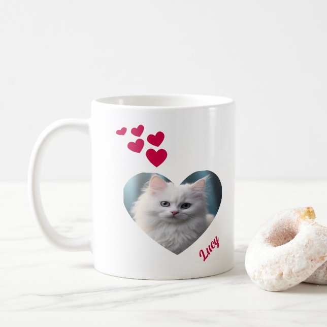 Mug Photo Et Nom Personnalisés Avec Formes Cardiaques (Avec donut)
