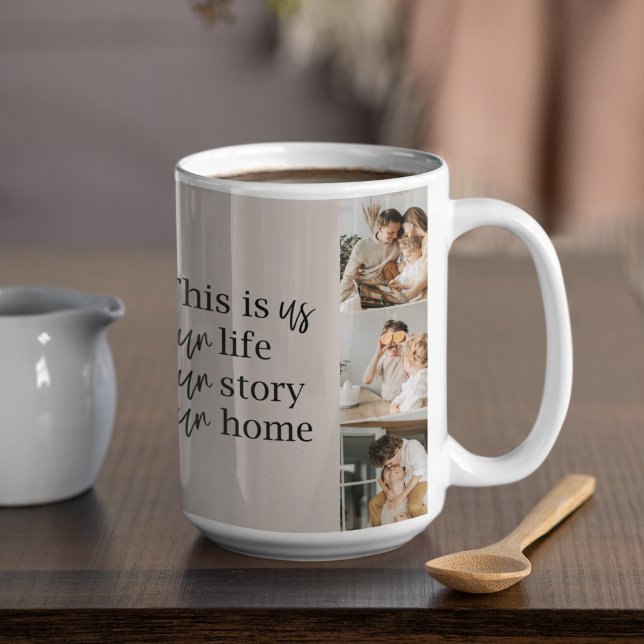 Mug Photo Famille Couple Moderne & Citation Famille Lo (Créateur téléchargé)