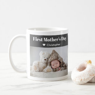 Mug Photo First Mother's Day Modern Maman Nom mignon