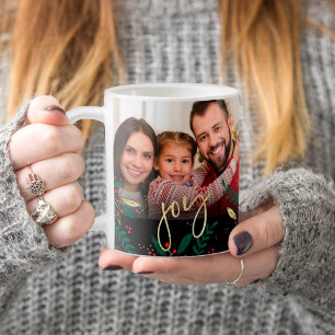 Mug Photo Joy Black Red Green Gold Green Noël