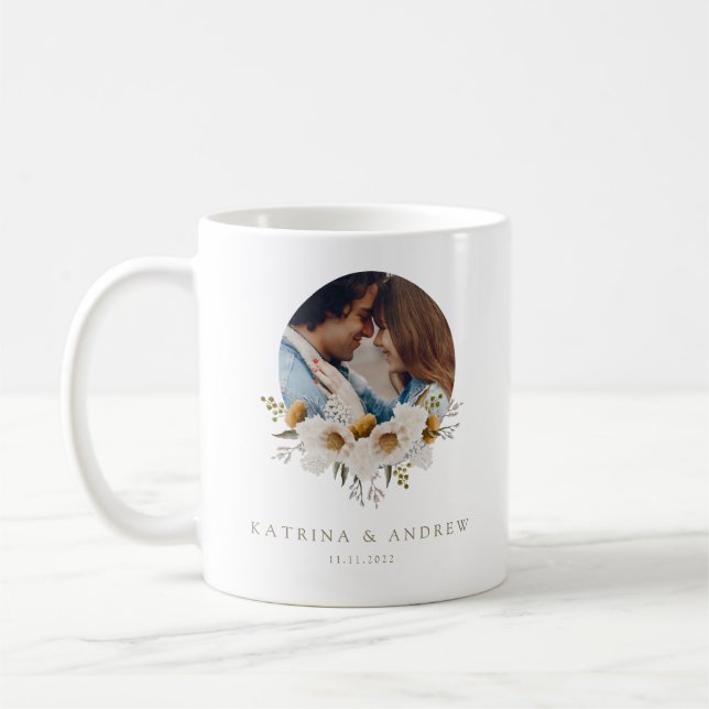 Mug photo mariage floral aquarelle (Gauche)