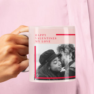 Mug Photo moderne   Cadeau de Valentines Rouge et Rose