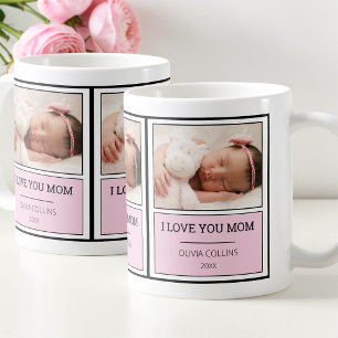 Mug Photo Moderne Rose Personnalisée Fête des Mères Bé