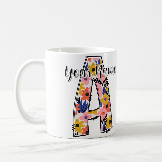 Mug photo modifiable Lettres alphabet A personnalisées (Gauche)